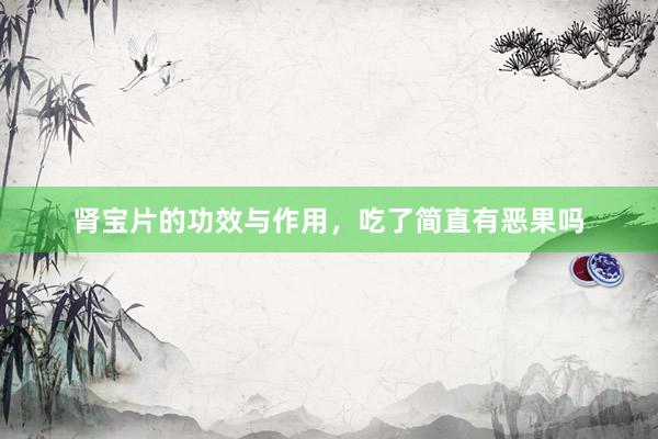 肾宝片的功效与作用，吃了简直有恶果吗